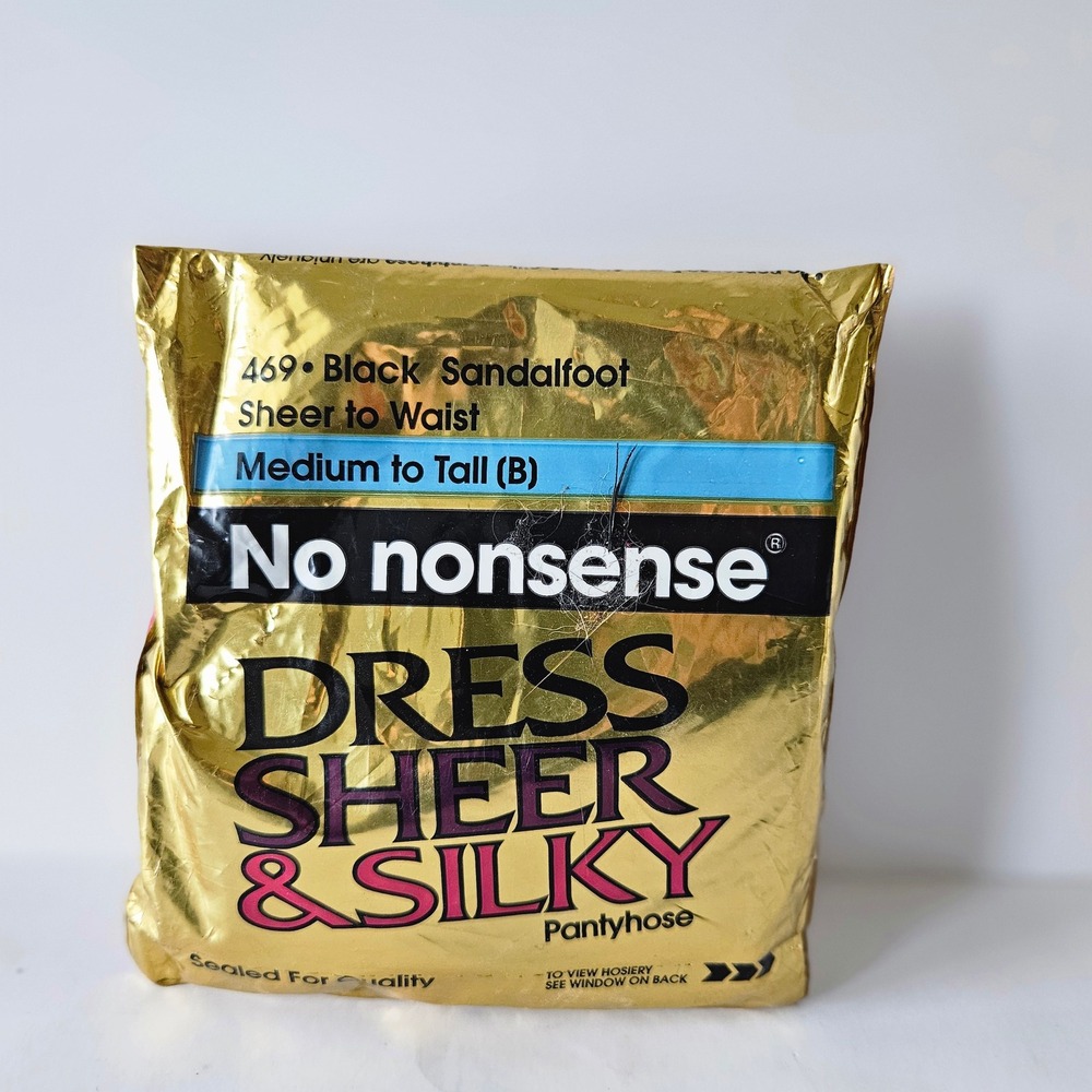 Vtg Pantyhose No Nonsense Dress Sheer & Silky NEW - Med to Tall Black Sandalfoot